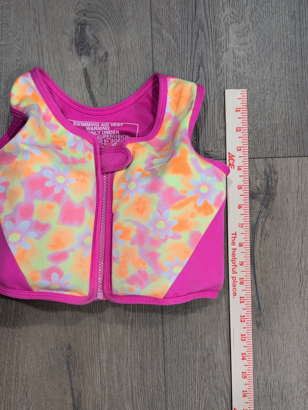 Speedo Pink Floral Kids Swim Vest with Neon Accents